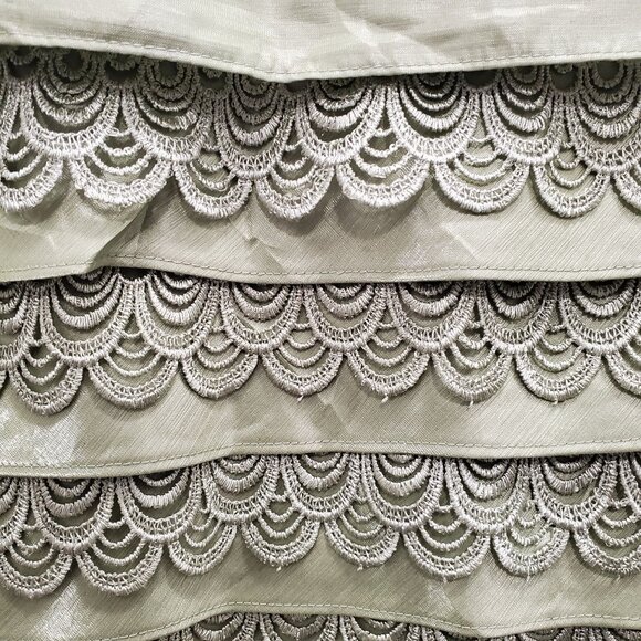 Nina Massini Vintage Avocado Green Taffeta Layered Lace Formal Skirt Plus 14 - Picture 3 of 8